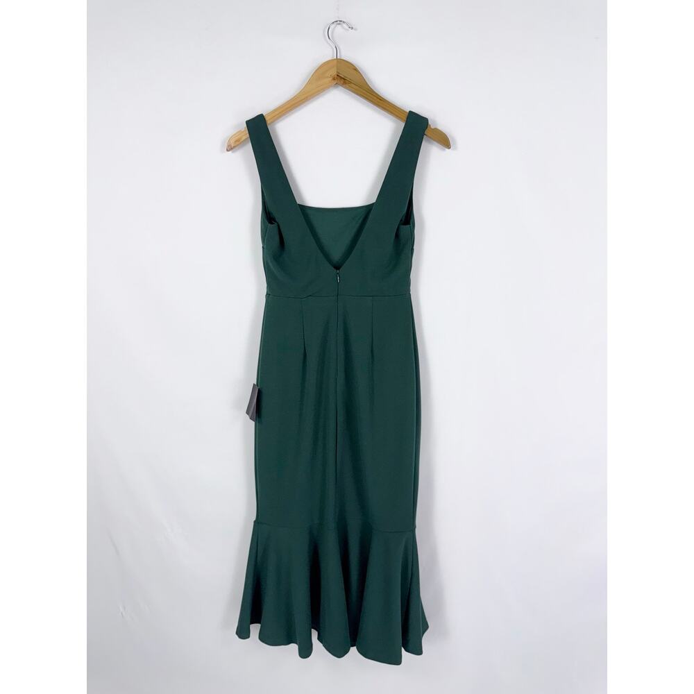 Lulus Moment Maker Square Neck Trumpet Midi Dress Women's Small Green - Picture 7 of 16